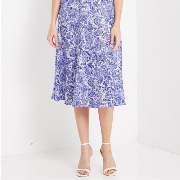 Purple Floral Tea Length Skirt - Picture 3 of 7